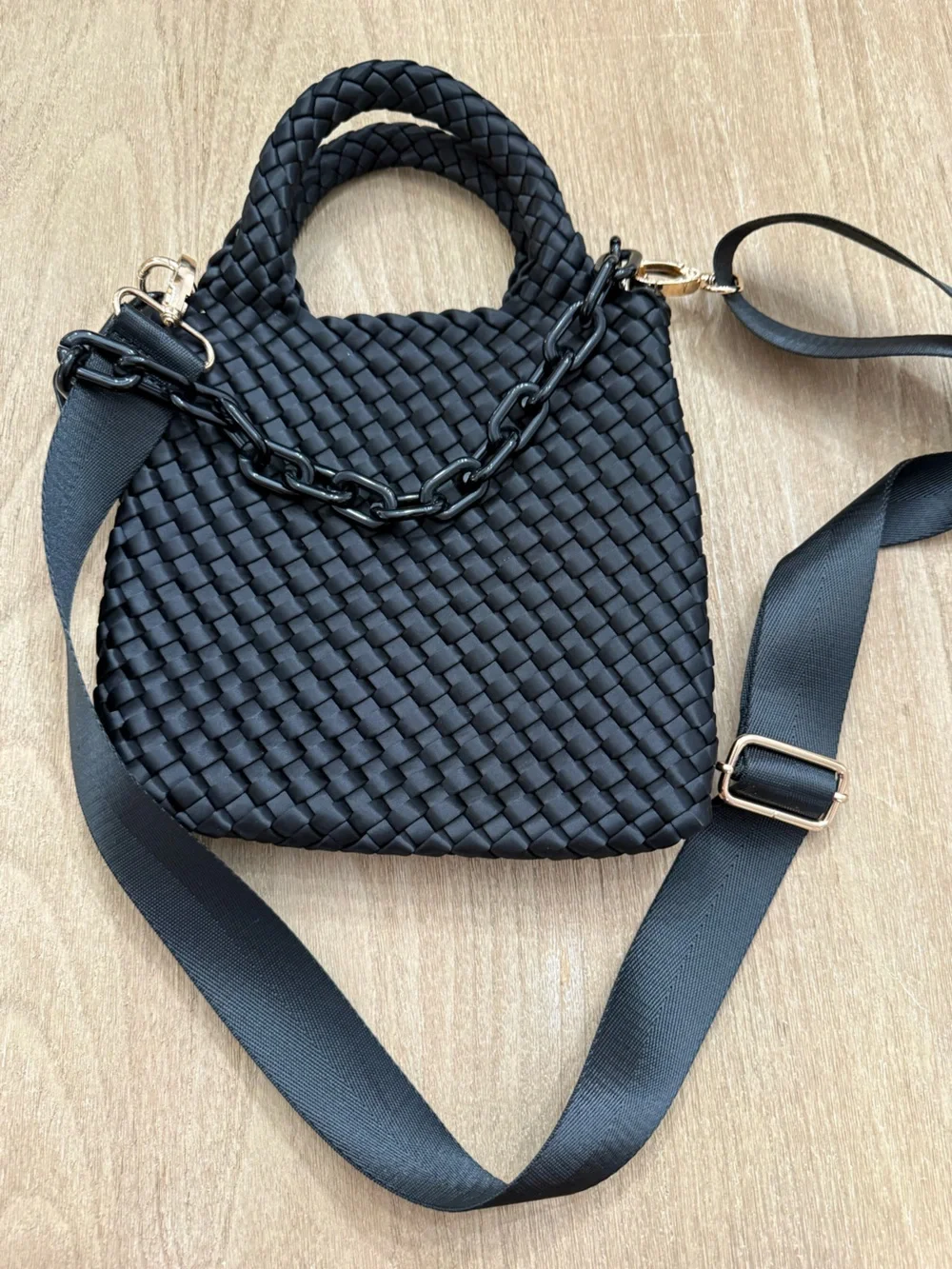 Ahdorned Lola Woven Neoprene Crossbody Bag in black